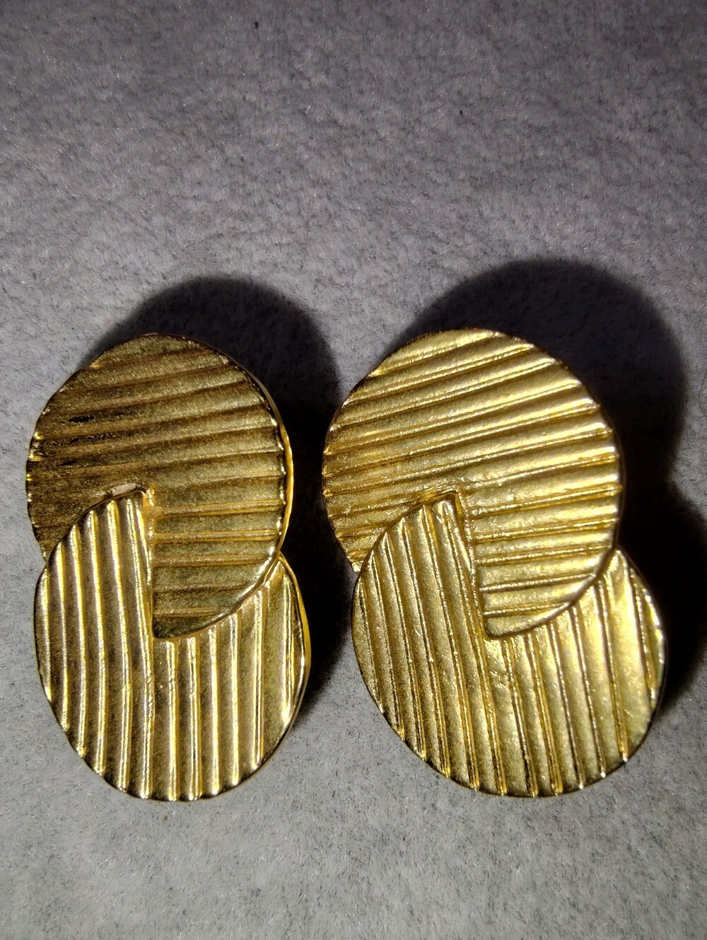 Karine Sultan Gold-Tone Textured Double Disc Earrings - 1.25"